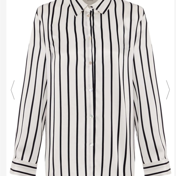 LONDON PYJAMA TOP JET BLACK SILK - Picture 2 of 5